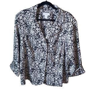 Size 2X, Dress Barn 3/4 sleeve blazer, black and white, lightweight